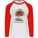 Made of Magic Mushrooms LSD Trippy Mens L/S Baseball T-Shirt White/Red
