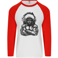 Gym Chief Training Top Bodybuilding MMA Mens L/S Baseball T-Shirt White/Red