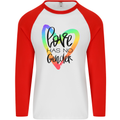 LGBT Love Has No Gender Gay Pride Day Mens L/S Baseball T-Shirt White/Red