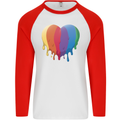 Gay Pride LGBT Heart Mens L/S Baseball T-Shirt White/Red