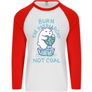 Environment Burn the Patriachy Not Coal Mens L/S Baseball T-Shirt White/Red