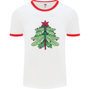Christmas Dragonfly Xmas Tree Mens Ringer T-Shirt White/Red