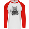 Bad Kitty New York City Police Dept. Mens L/S Baseball T-Shirt White/Red