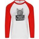 Bad Kitty New York City Police Dept. Mens L/S Baseball T-Shirt White/Red