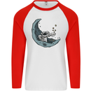 Cryptocurrency Mining the Moon Mens L/S Baseball T-Shirt White/Red