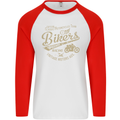 Bikers Speedway Racing Mens L/S Baseball T-Shirt White/Red