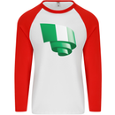 Curled Nigeria Flag Nigerian Day Football Mens L/S Baseball T-Shirt White/Red