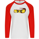 Ninja Eyes Mens L/S Baseball T-Shirt White/Red