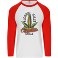 Alcohol Kills Cannabis Chills Weed Drugs Mens L/S Baseball T-Shirt White/Red