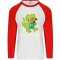 Christmas Official Santa T-Rex Dinosaur Mens L/S Baseball T-Shirt White/Red