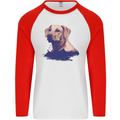 Golden Retriever Mountains Mens L/S Baseball T-Shirt White/Red