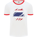 Torn Thailand Flag Thai Day Football Mens Ringer T-Shirt White/Red