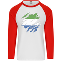 Torn Sierra Leone Flag Leonian Day Football Mens L/S Baseball T-Shirt White/Red