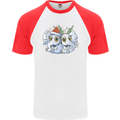 Christmas Elephants Xmas Mens S/S Baseball T-Shirt White/Red