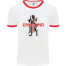 St Georges Day Knights Templar England Flag Mens Ringer T-Shirt White/Red