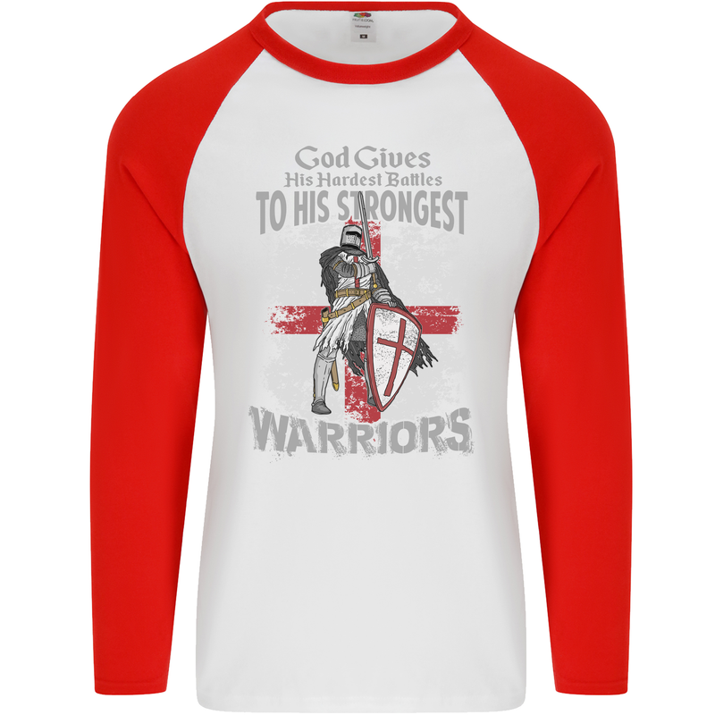 St George Warriors Mens L/S Baseball T-Shirt White/Red