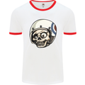 MOD Scooter Skull Motorcycle Biker Mens Ringer T-Shirt White/Red