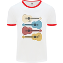 Four Ukulele Guitars Mens Ringer T-Shirt White/Red
