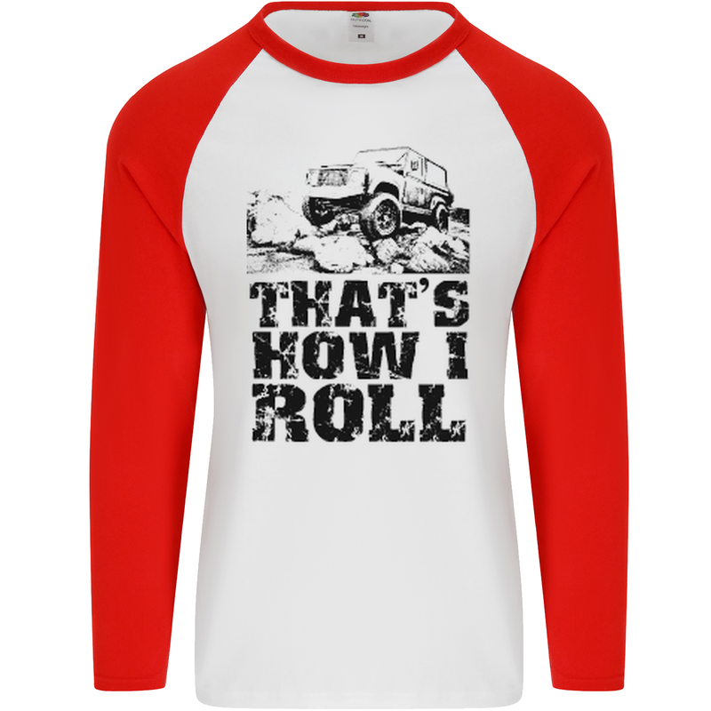 Thats How I Roll Role Playing Games RPG Mens L/S Baseball T-Shirt White/Red