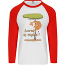 Scared of Heights Funny Giraffe Acrophobia Mens L/S Baseball T-Shirt White/Red
