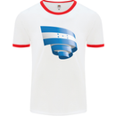 Curled Honduras Flag Honduran Day Football Mens Ringer T-Shirt White/Red