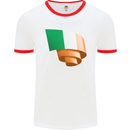 Curled Ireland Flag Irish St Patricks Day Football Mens Ringer T-Shirt White/Red