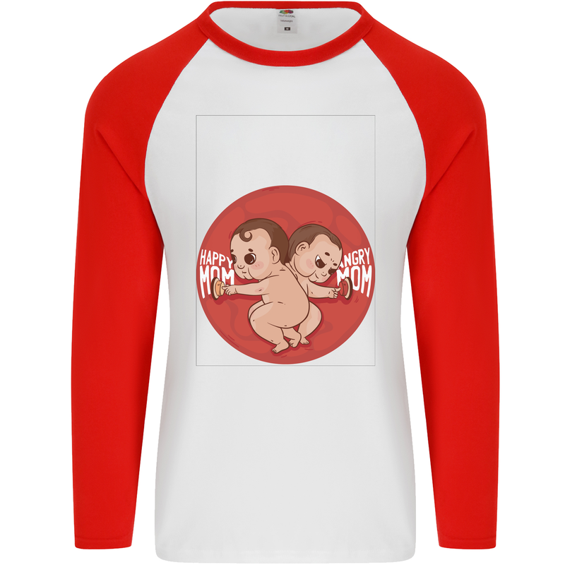 Angry Mom New Baby Pregnancy Pregnant Mens L/S Baseball T-Shirt White/Red