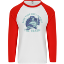 Offensive Turtle Environment Climate Change Mens L/S Baseball T-Shirt White/Red