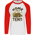 Home is Where My Tent is Funny Camping Mens L/S Baseball T-Shirt White/Red