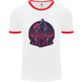 Astronaut Santa & Aliens Christmas Planets Xmas Mens Ringer T-Shirt White/Red