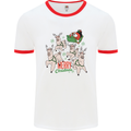 Santa & Llama Sleigh Funny Christmas Xmas Mens Ringer T-Shirt White/Red