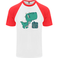 T-Rex Whats Up Mens S/S Baseball T-Shirt White/Red