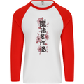 Japanese Flowers Quote Japan Mens L/S Baseball T-Shirt White/Red