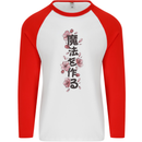Japanese Flowers Quote Japan Mens L/S Baseball T-Shirt White/Red