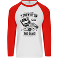 I Grew up on the Gamer Funny Gaming Mens L/S Baseball T-Shirt White/Red