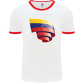 Curled Venezuela Flag Venezuelans Day Football Mens Ringer T-Shirt White/Red