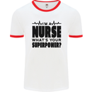 Im a Nurse Whats Your Superpower Nursing Mens Ringer T-Shirt White/Red