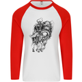 Odin the Viking on Horseback Valhalla Gods Mens L/S Baseball T-Shirt White/Red