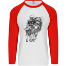 Odin the Viking on Horseback Valhalla Gods Mens L/S Baseball T-Shirt White/Red