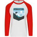 Republic of Cool Skiing Skier Ski Mens L/S Baseball T-Shirt White/Red