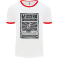 Wanted Remote Control Funny TV Lost Misplaced Mens Ringer T-Shirt White/Red