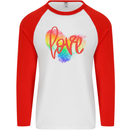 LGBT Love Gay Pride Day Awareness Mens L/S Baseball T-Shirt White/Red