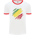 Torn Republic of the Congo Flag Day Football Mens Ringer T-Shirt White/Red