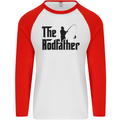 The Rodfather Funny Fishing Rod Father Mens L/S Baseball T-Shirt White/Red