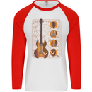 A Guitar Blueprint Music Rock n Roll Guitarist Mens L/S Baseball T-Shirt White/Red