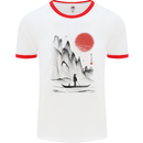 A Japanese Boat at Sunset Mens Ringer T-Shirt White/Red
