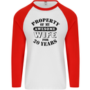 20th Wedding Anniversary 20 Year Funny Wife Mens L/S Baseball T-Shirt White/Red