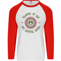 Blame It on My Hippy Soul 60s 70s Flower Power Mens L/S Baseball T-Shirt White/Red