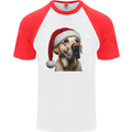 Christmas Golden Labrador Xmas Hat Dog Mens S/S Baseball T-Shirt White/Red