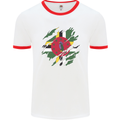 Torn Dominica Flag Dominican Day Football Mens Ringer T-Shirt White/Red